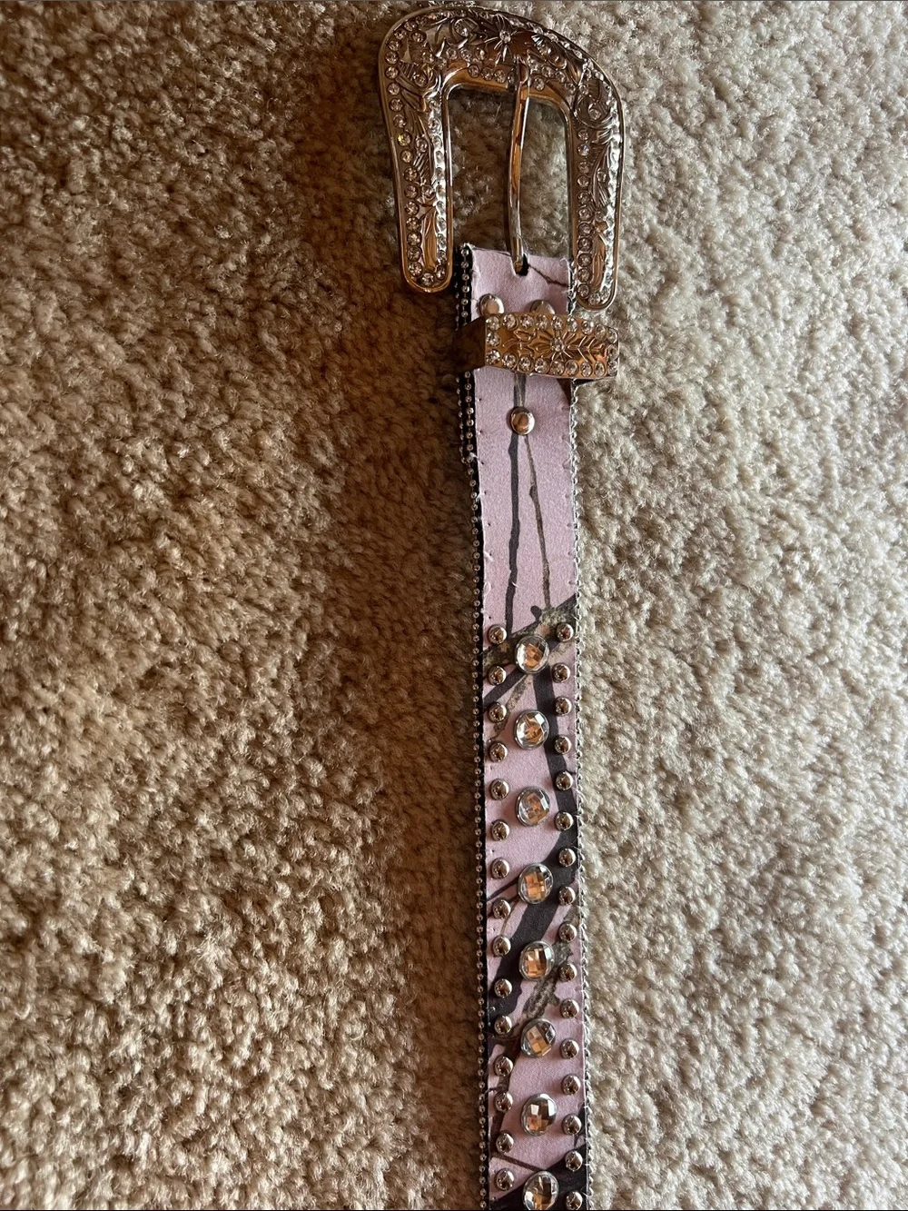 Blazin Roxx Pink Western Belt with Ornate Silver Buckle and Rhinestone Accents.
